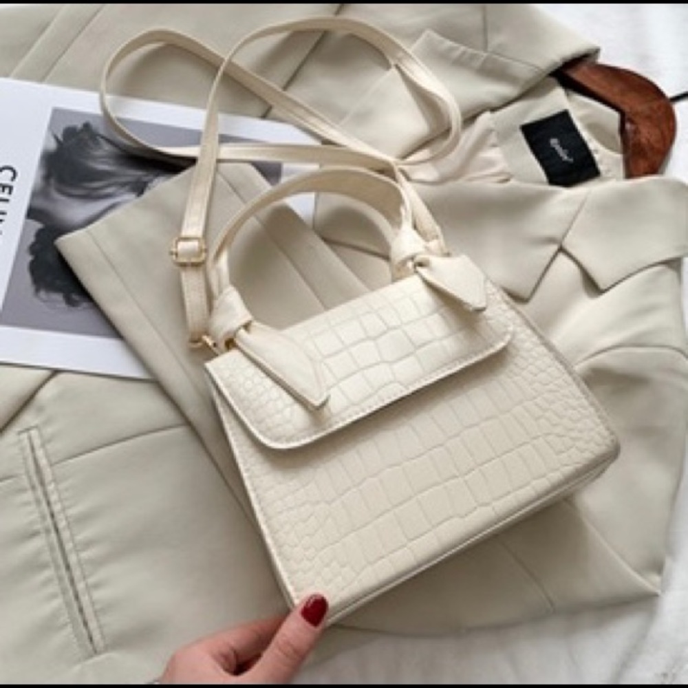 3/$25 Faux Crocodile White Handbag Crossbody Purse
